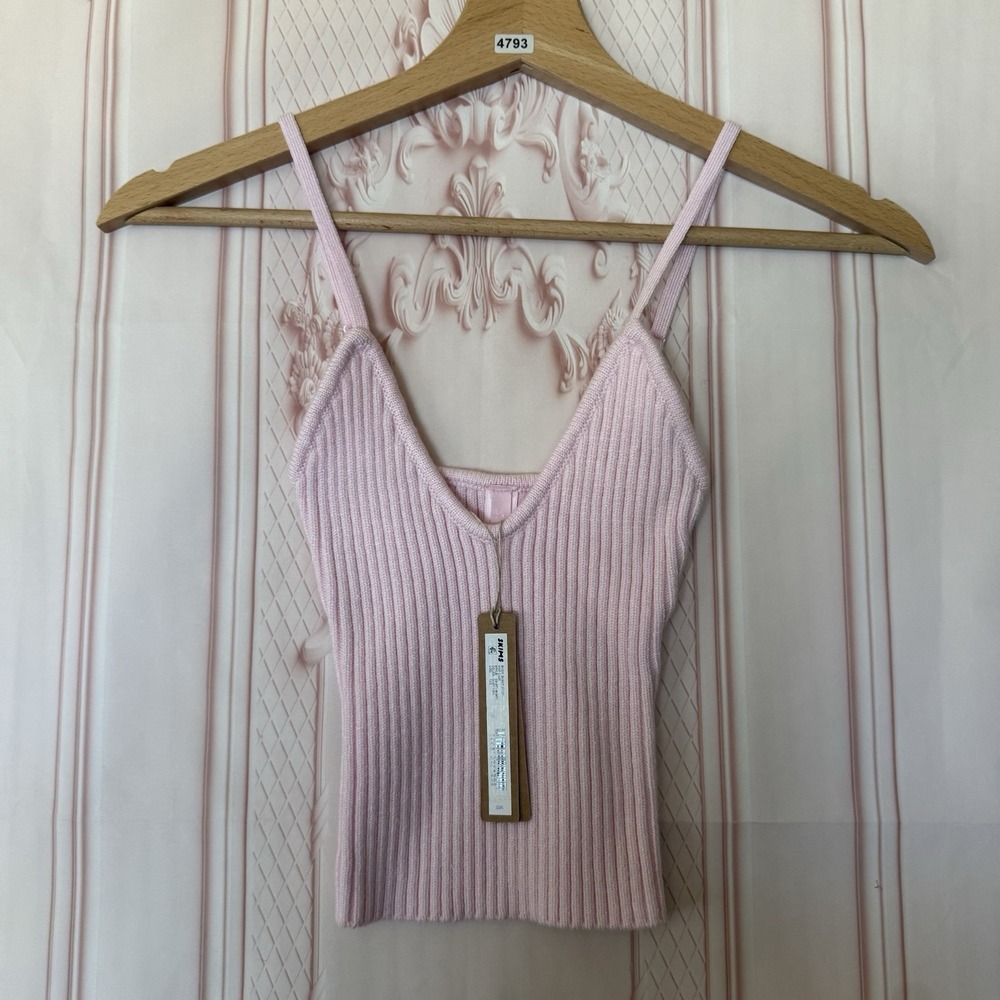 Skims Snow Bunny Shop Knit Cami Baby Pink Size XXS NWT Stretchy